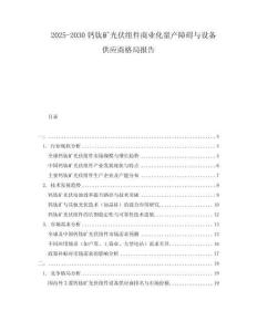 2025-2030鈣鈦礦光伏組件商業化量產障礙與設備供應商格局報告