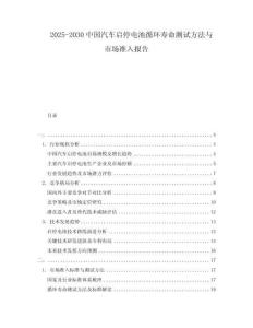 2025-2030中國汽車啟停電池循環(huán)壽命測試方法與市場準(zhǔn)入報告