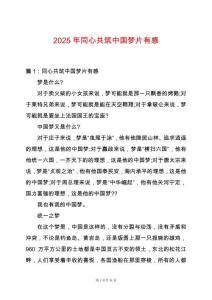 2025年同心共筑中國夢片有感