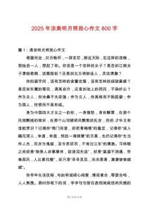 2025年涼爽明月照我心作文800字