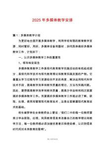 2025年多媒體教學(xué)安排