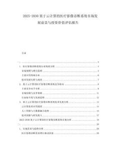 2025-2030基于云計算的醫療影像診斷系統市場發展前景與投資價值評估報告