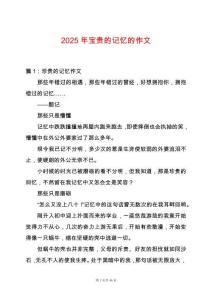 2025年寶貴的記憶的作文