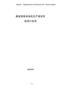 新能源驅動電機生產線項目投資計劃書