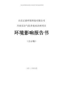 川南頁巖氣鉆井廢水治理項目環評報告