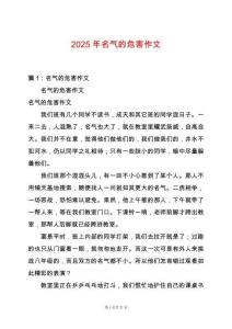 2025年名氣的危害作文