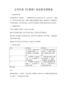 文學(xué)經(jīng)典《紅樓夢(mèng)》閱讀指導(dǎo)課教案