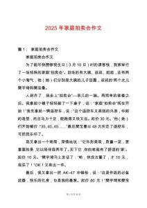 2025年家庭拍賣會作文