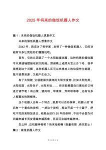 2025年將來的做飯機器人作文
