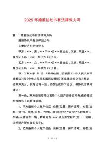 2025年婚前協議書有法律效力嗎