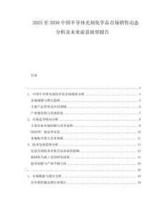 2025至2030中國半導體光刻化學品市場銷售動態分析及未來前景展望報告