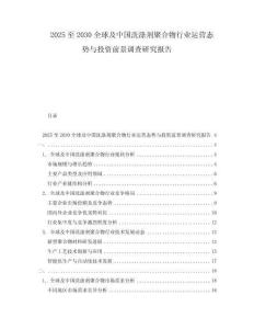 2025至2030全球及中國洗滌劑聚合物行業運營態勢與投資前景調查研究報告