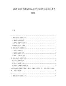 2025-2030智能家居行業競爭格局及未來增長潛力研究