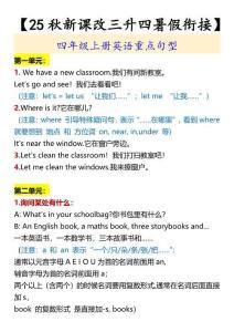 【2025秋新版】四年級上冊英語重點句型