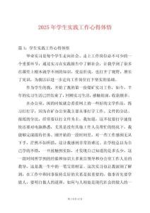 2025年學(xué)生實踐工作心得體悟
