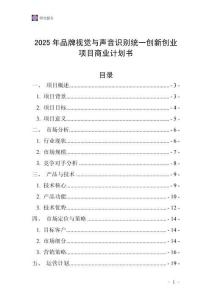 2025年品牌視覺與聲音識別統一創新創業項目商業計劃書