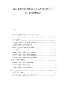 2025-2030中國(guó)智能安防SoC芯片設(shè)計(jì)架構(gòu)優(yōu)化與成本控制分析報(bào)告