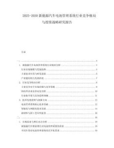 2025-2030新能源汽車電池管理系統行業競爭格局與投資戰略研究報告
