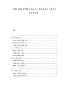2025-2030中國電子紙顯示技術場景拓展與成本下降趨勢報告