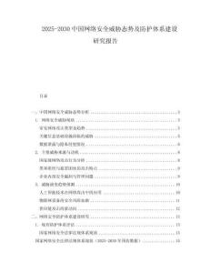 2025-2030中國網絡安全威脅態勢及防護體系建設研究報告