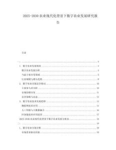 2025-2030農(nóng)業(yè)現(xiàn)代化背景下數(shù)字農(nóng)業(yè)發(fā)展研究報告