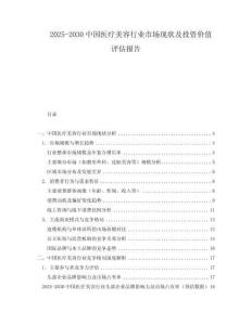 2025-2030中國醫療美容行業市場現狀及投資價值評估報告