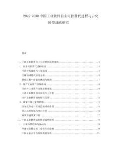 2025-2030中國工業(yè)軟件自主可控替代進程與云化轉型戰(zhàn)略研究