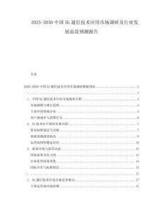 2025-2030中國5G通信技術應用市場調研及行業發展前景預測報告