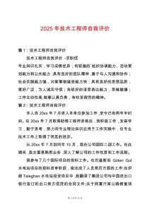 2025年技術工程師自我評價