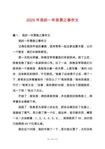2025年我的一件英勇之事作文