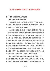 2025年暑期臺球室打工社會實踐報告