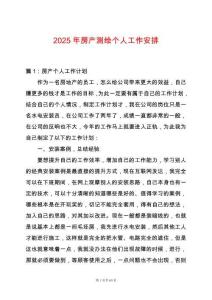 2025年房產測繪個人工作安排