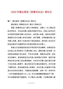 2025年建議修改《民事訴訟法》第論文
