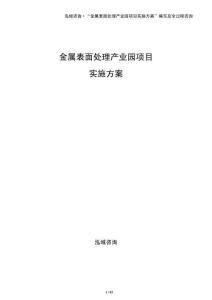 金屬表面處理產(chǎn)業(yè)園項(xiàng)目實(shí)施方案