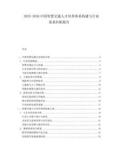 2025-2030中國智慧交通人才培養體系構建與行業需求匹配報告