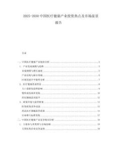 2025-2030中國醫療健康產業投資熱點及市場前景報告