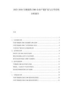 2025-2030生物制藥CDMO企業產能擴張與訂單結構分析報告