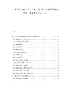 2025至2030中國低能量飲料行業深度調研及有效策略與實施路徑評估報告