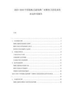 2025-2030中國(guó)裝配式建筑推廣對(duì)整體衛(wèi)浴需求的拉動(dòng)作用報(bào)告