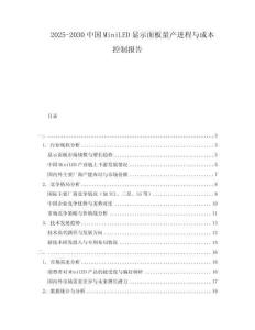 2025-2030中國MiniLED顯示面板量產進程與成本控制報告