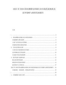 2025至2030國內薄膜電容器行業(yè)市場發(fā)展現(xiàn)狀及競爭策略與投資發(fā)展報告