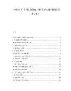 2025-2030中國生物制藥CDMO市場機遇與投資風險評估報告