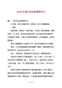 2025年我不該這樣墮落作文