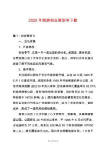 2025年旅游創(chuàng)業(yè)策劃書下載