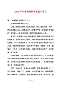 2025年布萊梅的鋼琴家初三作文