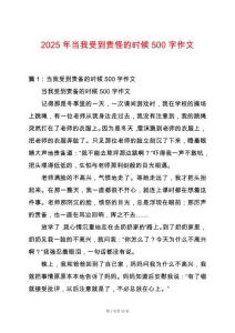 2025年當我受到責怪的時候500字作文