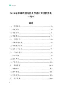 2025年麻辣雞翅店行業跨境出海項目商業計劃書