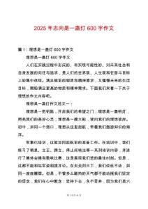 2025年志向是一盞燈600字作文