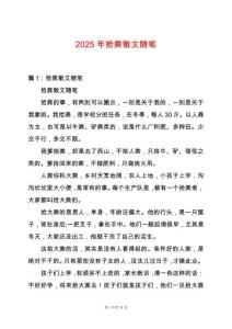 2025年拾糞散文隨筆