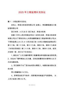 2025年工程監理補充協議